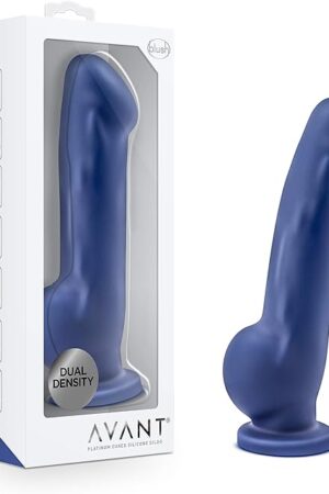 Blush Novelties Avant Ergo - Sensa Feel Ultra Soft Dual Density Purio Platinum Silicone Dildo - 7 Inch - 1.5"" Wide - Ultrasilk Smooth - Strap On Compatible Suction Cup - Hands Free Sex Toy - Indigo"