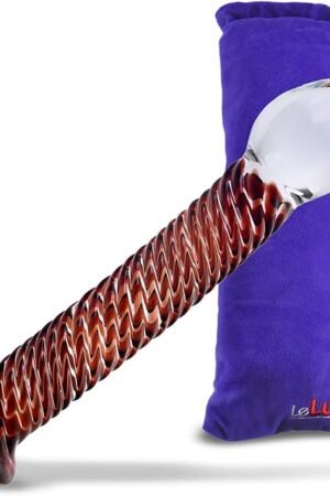 LeLuv Red Twisted Glass Probe 7" Dildo Wand Erect Sexy Sex Toys with Premium Padded Pouch