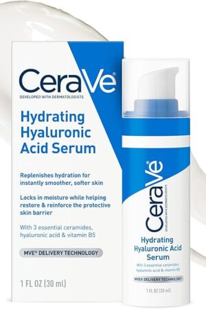 Cerave Hyaluronic Acid Serum for Face with Vitamin B5 and Ceramides, Hydrating Face Serum for Dry Skin, Fragrance Free, 1 Ounce