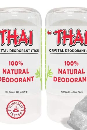 2-PACK Thai Deodorant Stones - Clinically Tested - Crafted in USA - Dermatologist Approved Natural Crystal Salt Odor Protection for Men, Women & Teens