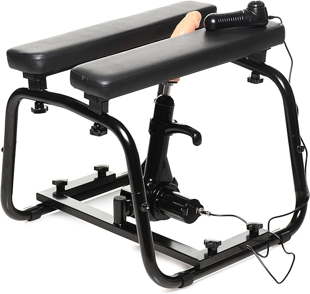 Deluxe Bangin Bench Sex Machine with Multi-Speed Dial for BDSM Couples, Men, Women & Solo Play Cock-Lock Adapter, Bondage Accessories & Elastic Straps Black.