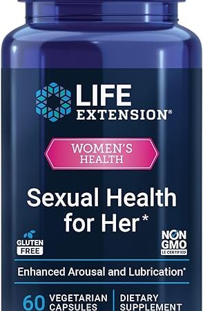 LIfe Extension Sexual Health for Her, Female Sexual Health Supplement, libido, Arousal, Lubrication, Fenugreek Seed, Saffron, Gluten Free, Non-GMO, Vegetarian, 60 Capsules