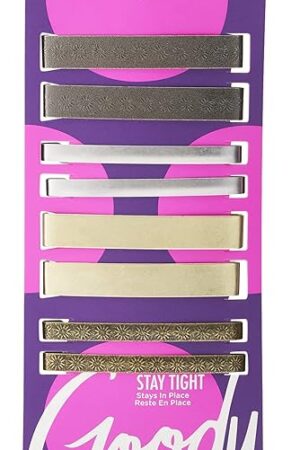 Goody Stay Tight Hair Barrettes - 8 Ct, Assorted Metallic Colors, Non-Slip Flat Hair Clips, Comfortable & Versatile Hair Accessories for Women & Men, Hair Clips for All Hair Types