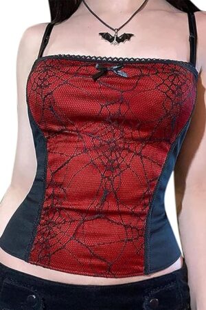 Women Gothic Crop Tank Top Emo Alt Aesthetic Y2K Fairy Witchy Grunge Clothing
