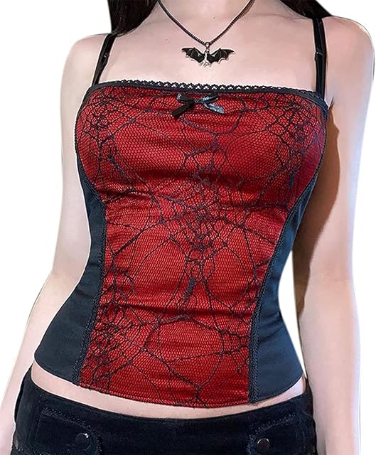 Women Gothic Crop Tank Top Emo Alt Aesthetic Y2K Fairy Witchy Grunge Clothing