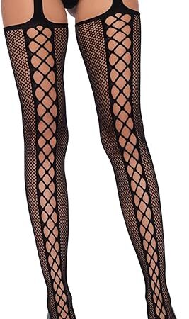 womens Fishnet Stockings With Attached Garter Belt