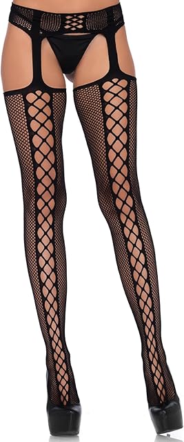 womens Fishnet Stockings With Attached Garter Belt