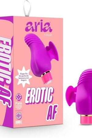 Blush Novelties Aria Erotic AF Silicone Vibrator - RumbleTech Rumbly 10 Vibration Settings - Finger Fin for Accessibility and Grasp - IPX7 Waterproof and Easy to Clean - Sex Toy