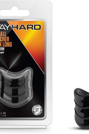 Blush Novelties Stay Hard Beef Ball Stretcher Snug X Long Male Enhancement Ring, Sex Toy for Men, Sex Toy for Couples, Black