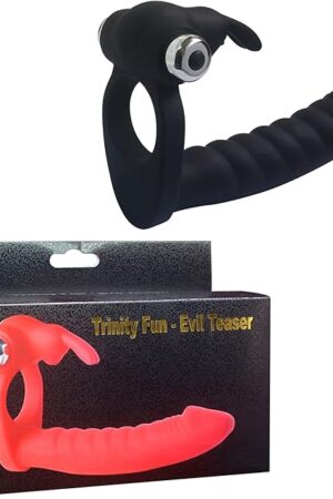 Dual Penetration Vibrating Double Dildo with Cock Ring Penetrator Men Couple Anal Plug Sex Silicone Butt Plug Strapon Enhancer 7 Speed Women Pleasure