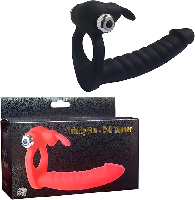 Dual Penetration Vibrating Double Dildo with Cock Ring Penetrator Men Couple Anal Plug Sex Silicone Butt Plug Strapon Enhancer 7 Speed Women Pleasure
