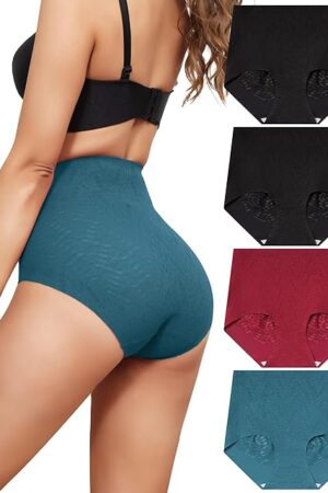 Women's High Waist Seamless Underwear Full Coverage Ladies Brief No Show Panties Sexy Comfortable 4 Pack S-XXL