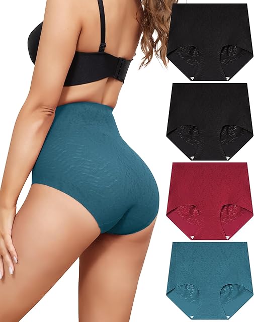 Women's High Waist Seamless Underwear Full Coverage Ladies Brief No Show Panties Sexy Comfortable 4 Pack S-XXL