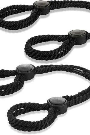 2 Pcs Hand Leg Bracelet Anklets Women Body Chain Rave Handcuffs Sex Bed Adult Set Couples Adjustable Handcuffs (Black)