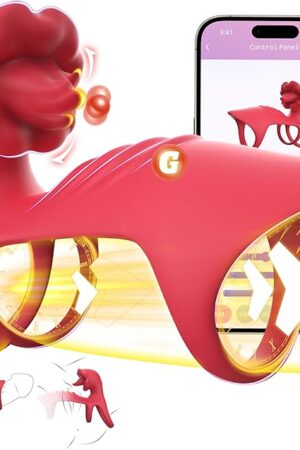 Vibrating Cock Ring Sex Toys for Couples Men - App Remote Control Vibrators Penis Sleeve with Tongue Clitoral Vibrator, Adult Toy Penis Ring Cock Sleeve, Sex Toy for Women Male Penis Extender, Red