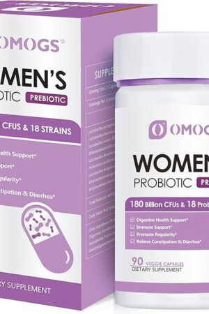 Women's Probiotic 180 Billion CFUs 18 Strains, with Organic Prebiotics, Cranberry Extract, D-Mannose & Digestive Enzymes, for Digestive, Boost Immune, PH Balance & Urethral Health, 90 Capsules