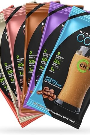 Chike High Protein Iced Coffee Sampler Pack, 20 G Protein, 2 Shots Espresso, 1 G Sugar, Keto Friendly and Gluten Free, 6 Single Serve Packets