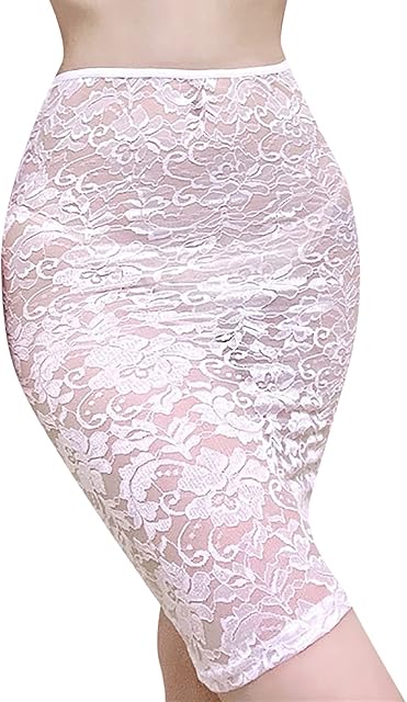 Women Sexy Lace Tight Pencil Skirt Half Slips Seamless High Waist Slimming Micro Mini Skirt