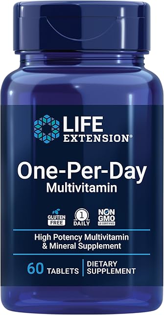 Life Extension One-Per-Day Multivitamin ? Packed with Over 25 Vitamins, Minerals & Plant Extracts, Quercetin, 5-MTHF Folate & More ? 1-Daily, Non-GMO, Gluten-Free ? 60 Tablets