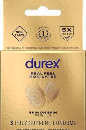 Durex Condom Real Feel Non Latex Condoms, 3 Count