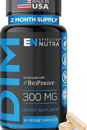 Dim Supplement 300mg Capsule - Extra Strength Diindolylmethane DIM + BioPerine - Estrogen Blocker for Men & Women - Estrogen Balance, Metabolism, Hormone, Menopause, Acne, PCOS