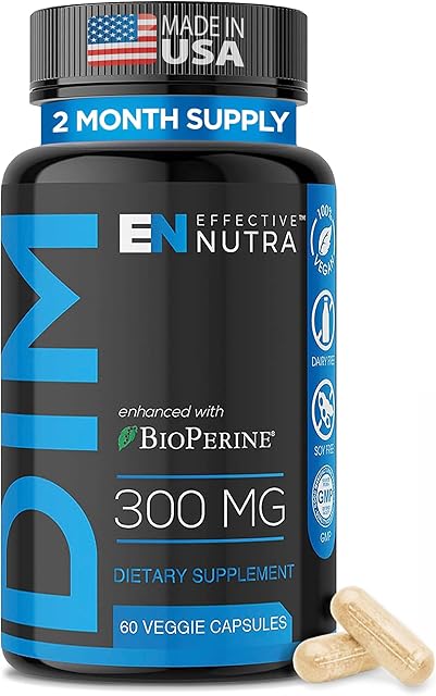 Dim Supplement 300mg Capsule - Extra Strength Diindolylmethane DIM + BioPerine - Estrogen Blocker for Men & Women - Estrogen Balance, Metabolism, Hormone, Menopause, Acne, PCOS