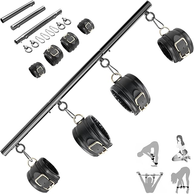 BDSM Bondage Restraints with Handcuffs Ankle Cuffs for Couples Spreader Bar Sex Toys Bondage Gear & Accessories Adjustable Bondage Kit Adult Sex Toys & Games