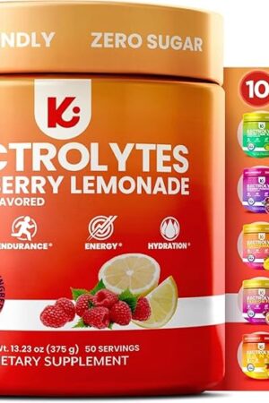 Keppi Electrolytes Powder ? Raspberry Lemonade Flavor ? No Sugar Hydration Supplement with Magnesium, Potassium, Sodium ? 50 Servings ? Keto, Vegan, Fasting-Friendly, Zero Calorie Electrolyte Drink