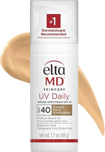 EltaMD UV Daily SPF 40 Tinted Face Sunscreen Moisturizer, Tinted Moisturizer for Face with SPF, Great for Dry, Combination, and Normal Skin