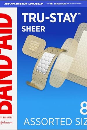 Band-Aid Brand Tru-Stay Sheer Strips Adhesive Sterile Bandages for First Aid & Wound Protection, Individually Wrapped Wound Care Bandages for Minor Cuts & Scrapes, Assorted Sizes, 80 ct