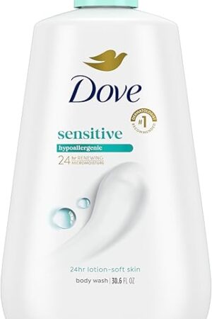 Dove Body Wash with Pump Sensitive Skin For 24hr Lotion-Soft Skin Moisturizing Skin Cleanser Gentle Hypoallergenic Formula with No Sulfates No Parabens 306 oz