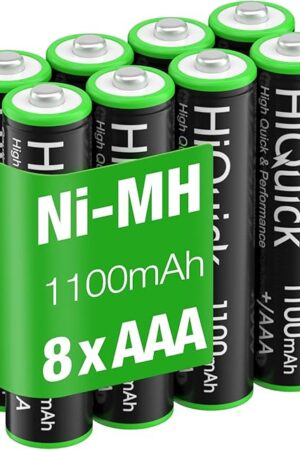 HiQuick Rechargeable AAA Batteries 8 Pack, 1100mAh NiMH Triple AAA Batteries Pre-Charged