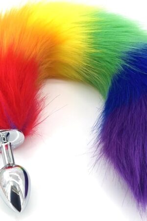 Anal Plug Rainbow Fox Tail 1338-Inch-Long Sexual Anus Tail Butt Plug Cosplay Game Sex Toy for Women Men