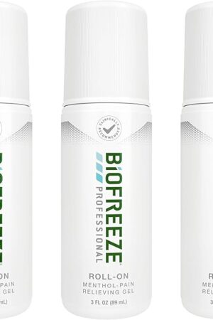 Biofreeze Professional Pain Relief Roll On, Travel Size Arthritis Pain Reliever, FSA/HSA Eligible, Fast Acting & Long Lasting Formula, Cooling Biofreeze Roll On Menthol Gel 3 Fl Oz (Pack of 3)