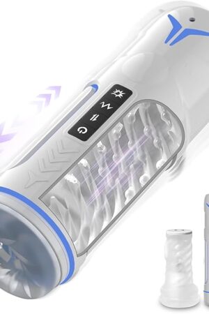 Automatic Male Masturbator Sex Toys for Men?Electric Male Masturbation Cup with 5 Thrusting & Vibrating & Flashing Lights, Men's Sex Toy Penis Pump Pocket Pussy Stroker Vibrator Blowjob Machine