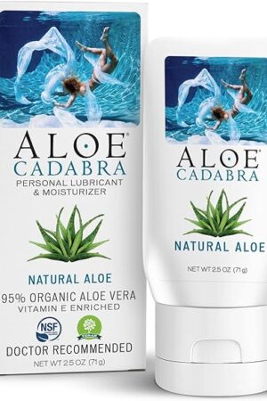 Aloe Cadabra Natural Water Based Personal Lubricant and Vaginal Moisturizer, Organic Aloe Lube for Men, Women and Couples, Non-Staining, pH Balanced (Unscented 2.5 Ounces, 1 Pack)