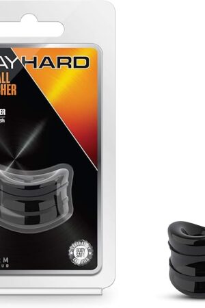 Blush Novelties Stay Hard Beef Ball Stretcher - Black, 1.5" Wide Soft & Stretchable Snug Fit Cock Ball Ring for Erection - Male Enhancement & Increased Sensation Testicle Stretcher Adult Toys for Men