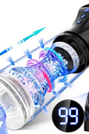 Automatic Sucking Male Masturbator Sex Toys for Men, LCD Display 9 Thrusting & Rotating & Suction Mens Sex Toy, Electric Penis Pump Masturbators Pocket Pussy Stroker 3D Realistic Adult Toys