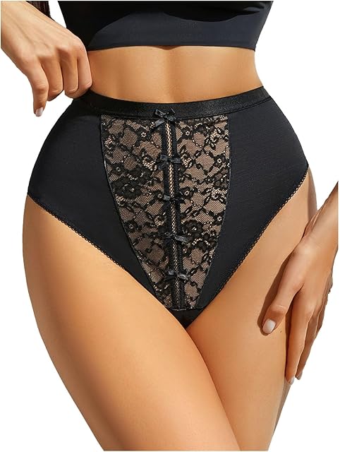 Women Sexy High Rise Sheer Lace Shapewear Tummy Control Cheeky Brief Panties