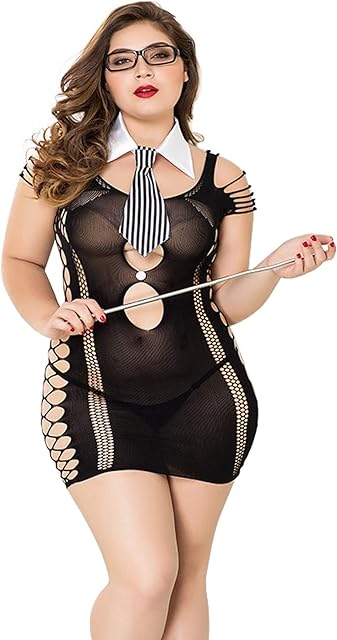 Domi us Women Sexy Plus Size Teacher Roleplay Lingerie Outfit Flirt Secretary Uniform Babydoll Costume