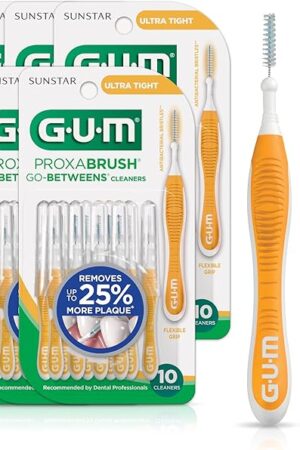 GUM Proxabrush Go-Betweens - Ultra Tight - Interdental Brushes - Soft Bristled Dental Picks for Plaque Removal Health - Safe for Braces & Dental Devices, 10ct (Pack of 6)