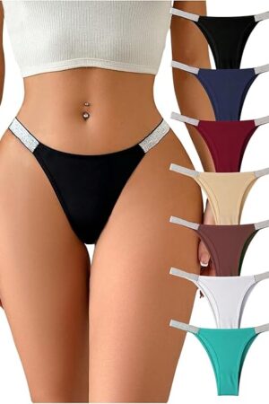 Women's 7 Pack Sexy Glitter Underwear Thongs Hipster Panties Cheeky Lingerie Panty