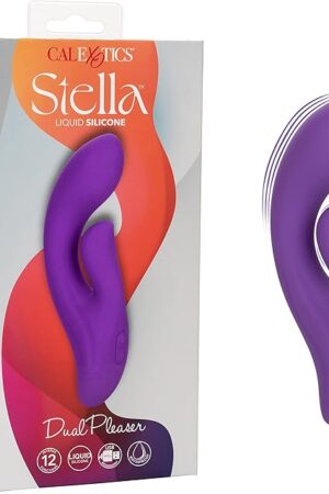 CalExotics Stella Liquid Silicone Dual Pleaser ? Premium Rechargeable Rabbit Massager Vibrator ? Sex Toy for Women - Purple