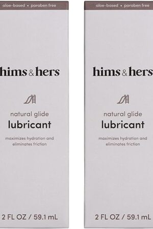 hims & hers Glide Premium Water-Based Lubricant Formulated with Aloe, Green Tea Extract, and Hemp Seed, No Sticky Residue, Hydrating and pH Balanced, No Parabens or Fragrance, 2 Pack