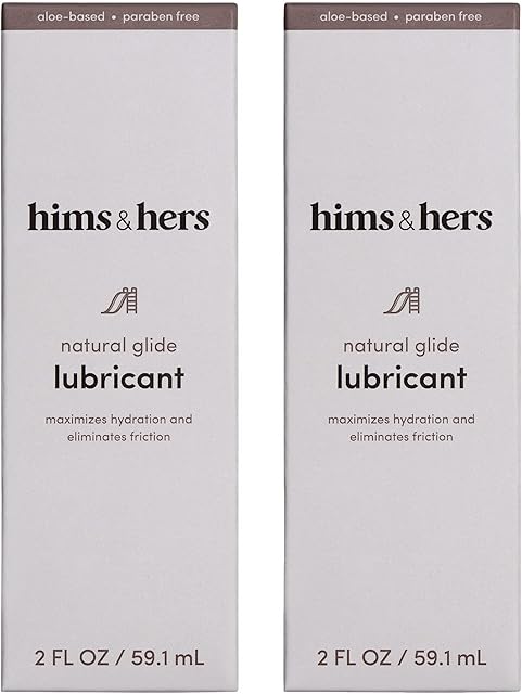 hims & hers Glide Premium Water-Based Lubricant Formulated with Aloe, Green Tea Extract, and Hemp Seed, No Sticky Residue, Hydrating and pH Balanced, No Parabens or Fragrance, 2 Pack