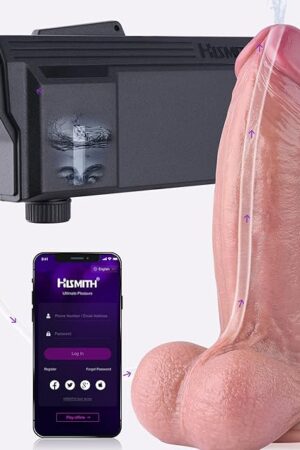 Hismith 10.5 Squirting Realistic Thick Dildo, Huge Fat Dildo with APP Controlled Automatic Lube Launcher, Lubricant Applicator with Silicone Realistic Dildo with Suction Cup Base, Adult Sex Toys