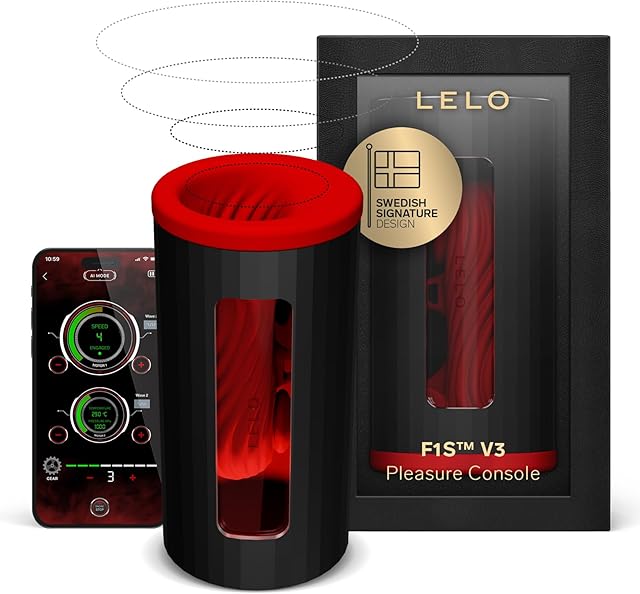 LELO F1S V3 Pleasure Console with App, Adult Sex Toys for Men, Automatic Male Sex Toy with 8 Settings and an AI, Male Masturbator, Penis Vibrator, Red