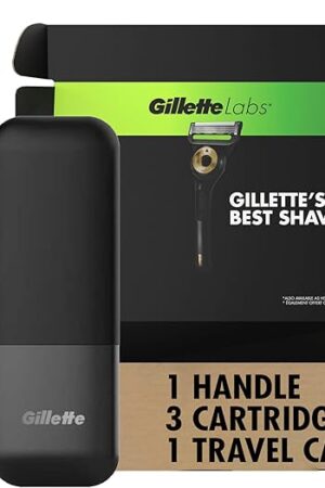 GilletteLabs With Exfoliating Bar Shaving Razor For Men, 1 Handle, 3 Blade Refills, Includes Travel Case for Convenient Storage On The Go