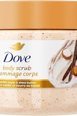 Dove Vanilla Sugar & Shea Butter Body Scrub Exfoliates and Deeply Nourishes for Smooth, Radiant Skin 15 oz