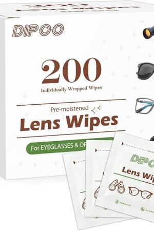 200 Count Lens Wipes for Eyeglasses, Eye Glasses Cleaner Wipes Pre-moistened Individually Wrapped Sracth-Free Streak-Free Eyeglasses Cleaning for Sunglass, Camera Lens, Goggles